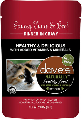 Dave's Naturally Healthy Pouch - Saucey Tuna & Beef Dinner In Gravy